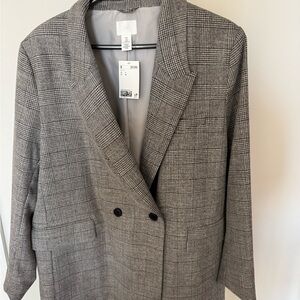 NWT H&M Oversized Plaid Double-Breasted Blazer